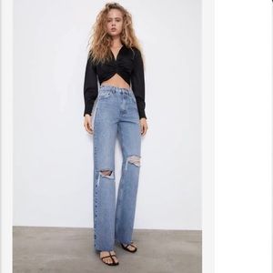 ZARA HI RISE WIDE LEG JEANS NWT